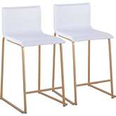 Mara 26" Counter Stool in Gold Metal & White Leatherette (Set of 2)